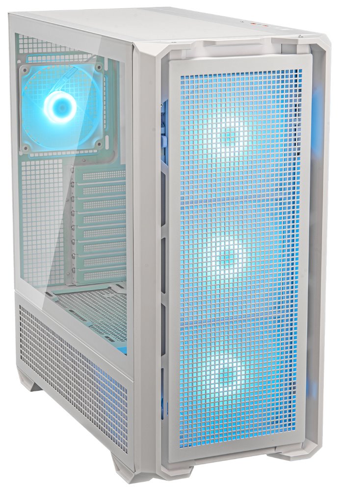 COUGAR PC skříň MX600 White Mid Tower Mesh Front Panel 3 x 140mm + 1 x 120mm Fans TG Left Panel