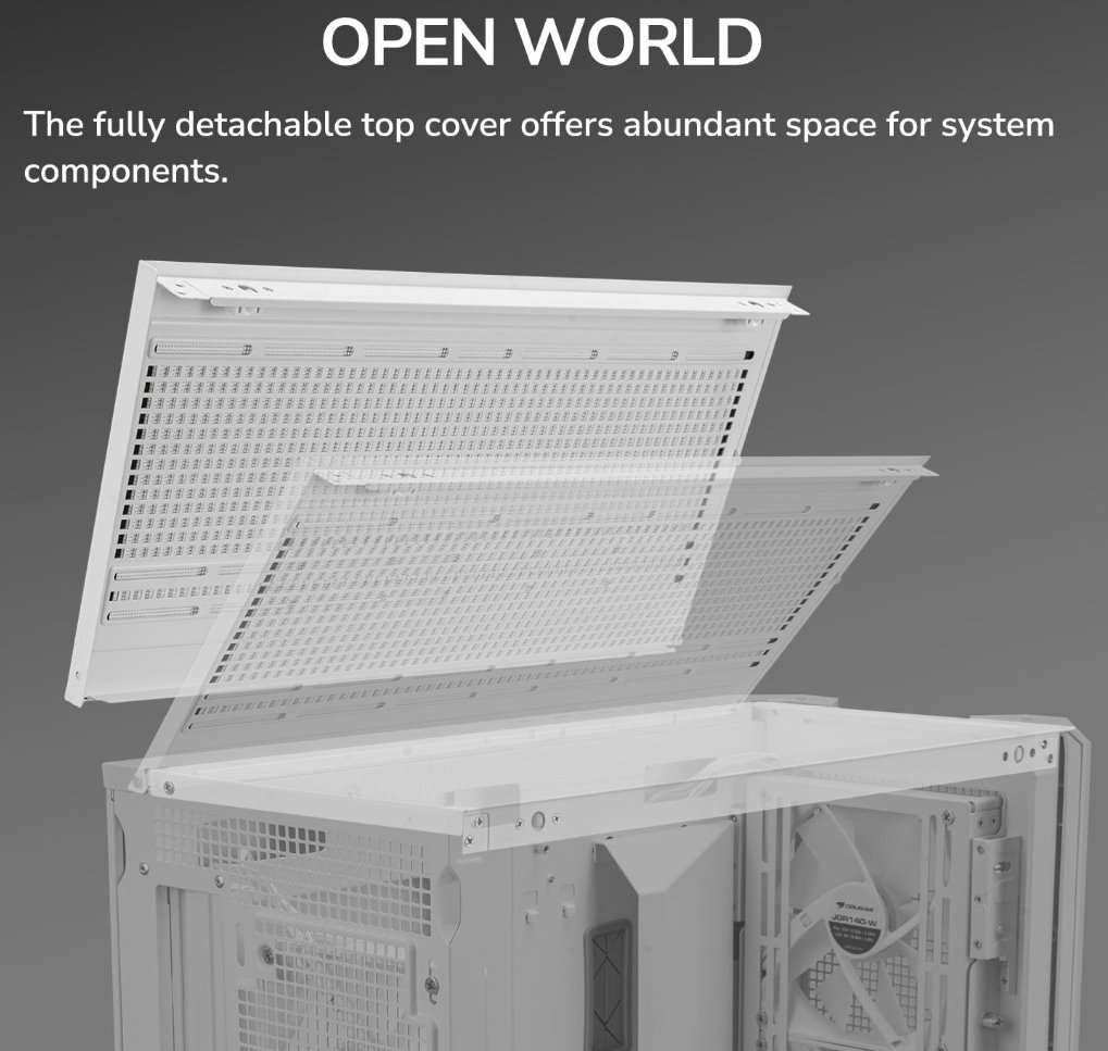 COUGAR PC skříň MX600 White Mid Tower Mesh Front Panel 3 x 140mm + 1 x 120mm Fans TG Left Panel