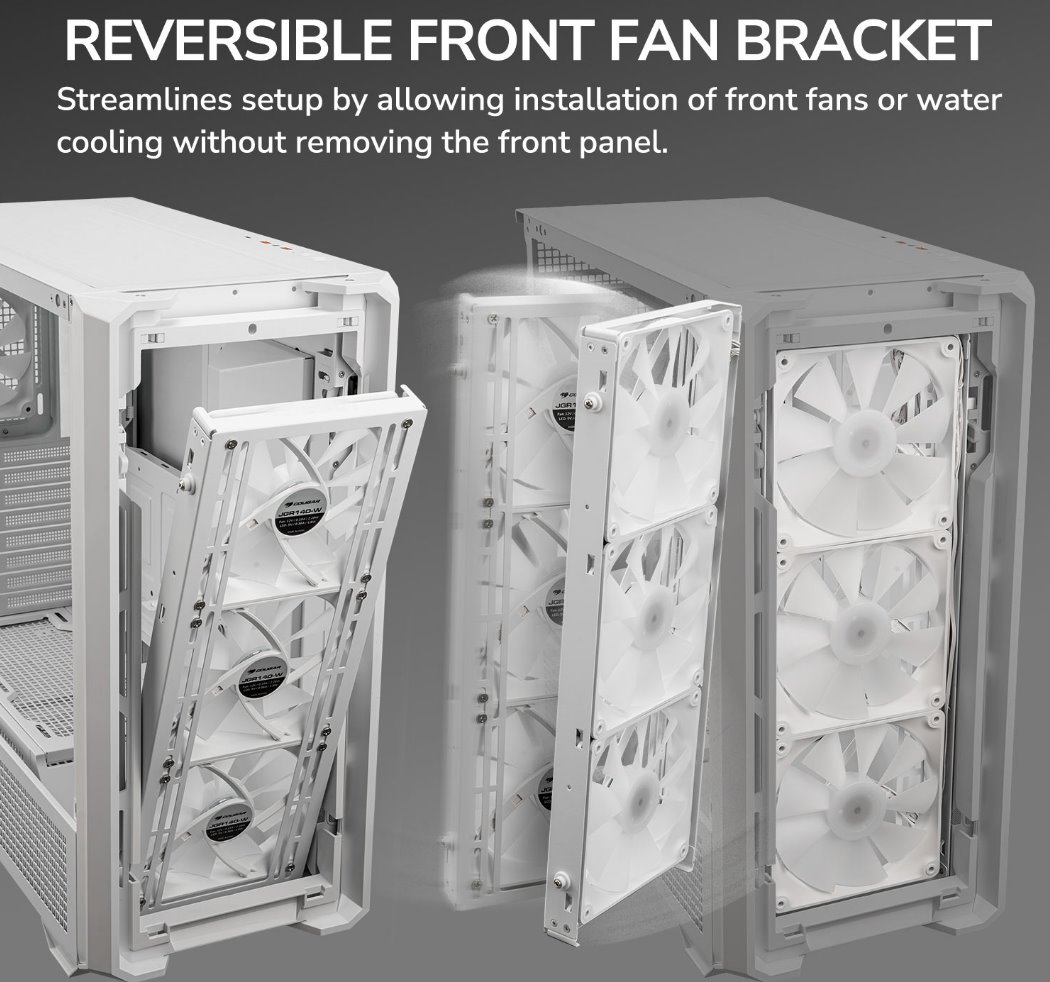 COUGAR PC skříň MX600 White Mid Tower Mesh Front Panel 3 x 140mm + 1 x 120mm Fans TG Left Panel