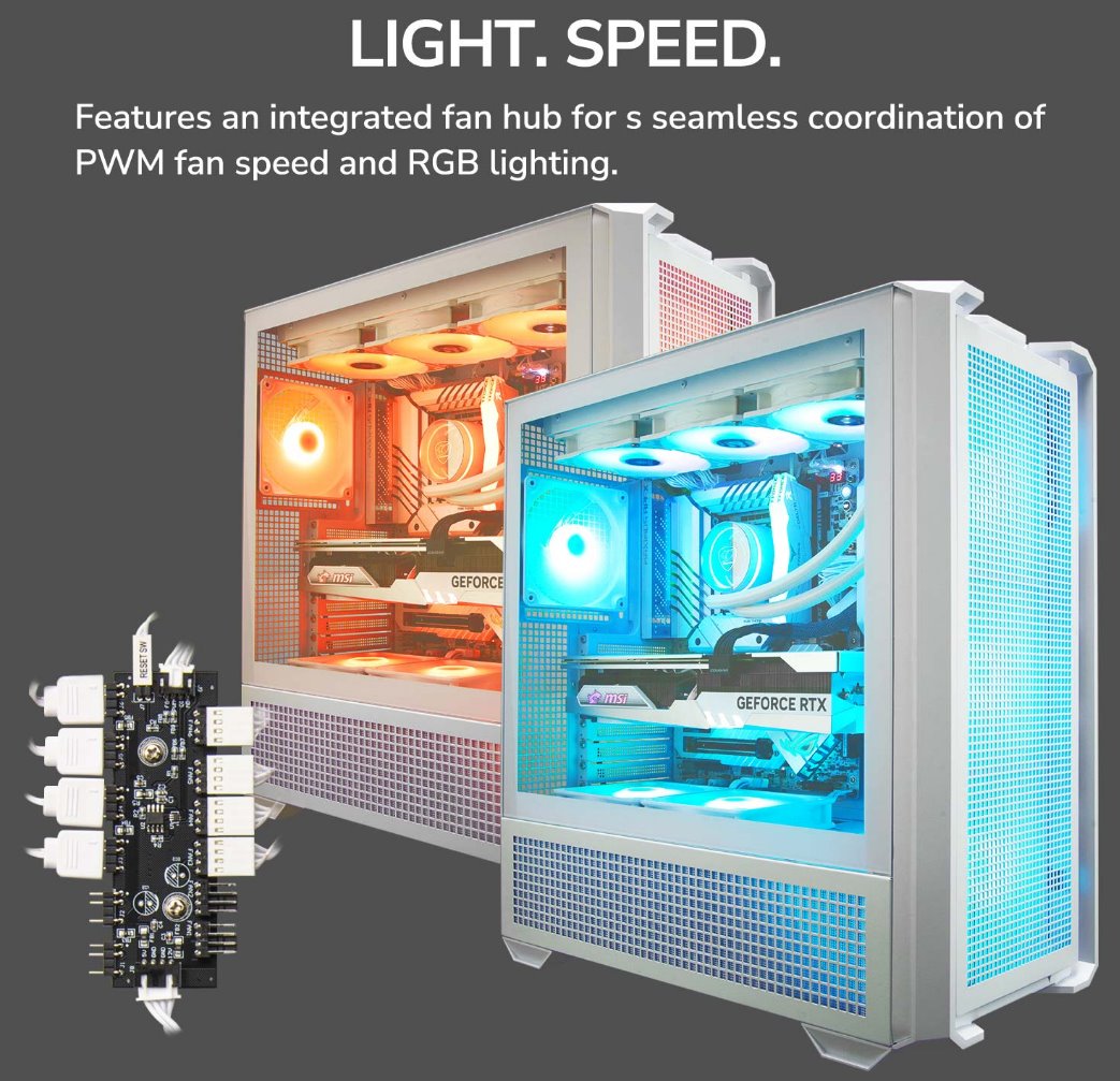 COUGAR PC skříň MX600 White Mid Tower Mesh Front Panel 3 x 140mm + 1 x 120mm Fans TG Left Panel