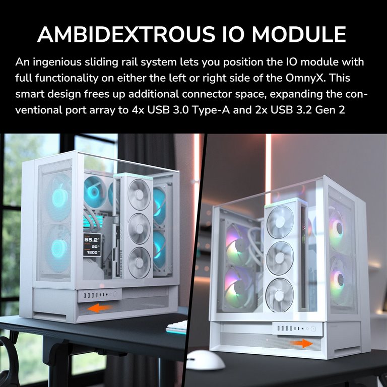 COUGAR PC skříň OMNYX White Mid Tower Mesh Front Panel 2 x 160mm ARGB Fan, Rear Panel 2x 160mm ARGB Fan