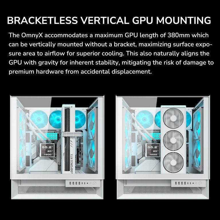 COUGAR PC skříň OMNYX White Mid Tower Mesh Front Panel 2 x 160mm ARGB Fan, Rear Panel 2x 160mm ARGB Fan