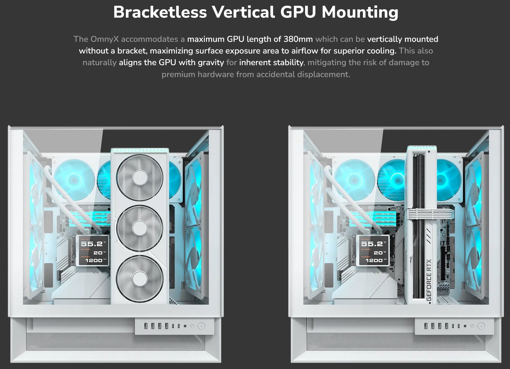 COUGAR PC skříň OMNYX White Mid Tower Mesh Front Panel 2 x 160mm ARGB Fan, Rear Panel 2x 160mm ARGB Fan