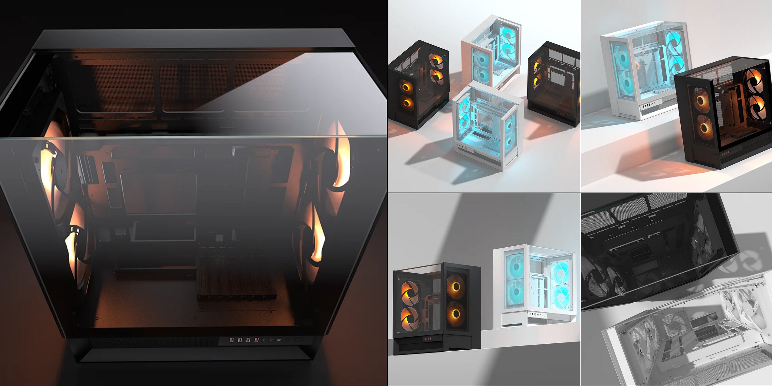 COUGAR PC skříň OMNYX White Mid Tower Mesh Front Panel 2 x 160mm ARGB Fan, Rear Panel 2x 160mm ARGB Fan