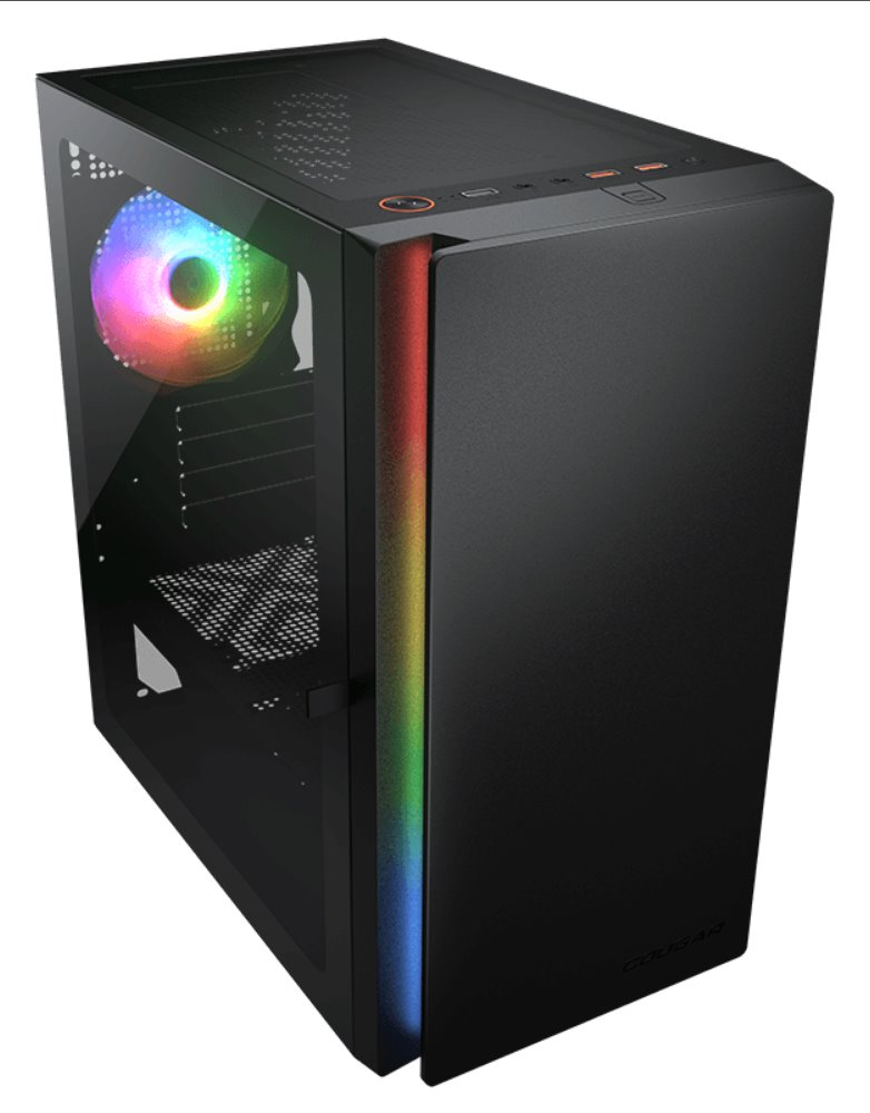 COUGAR PC skříň Purity RGB Black Mini Tower TG Front Panel ARGB strip / 1 x ARGB Fan / 3mm TG Left Panel