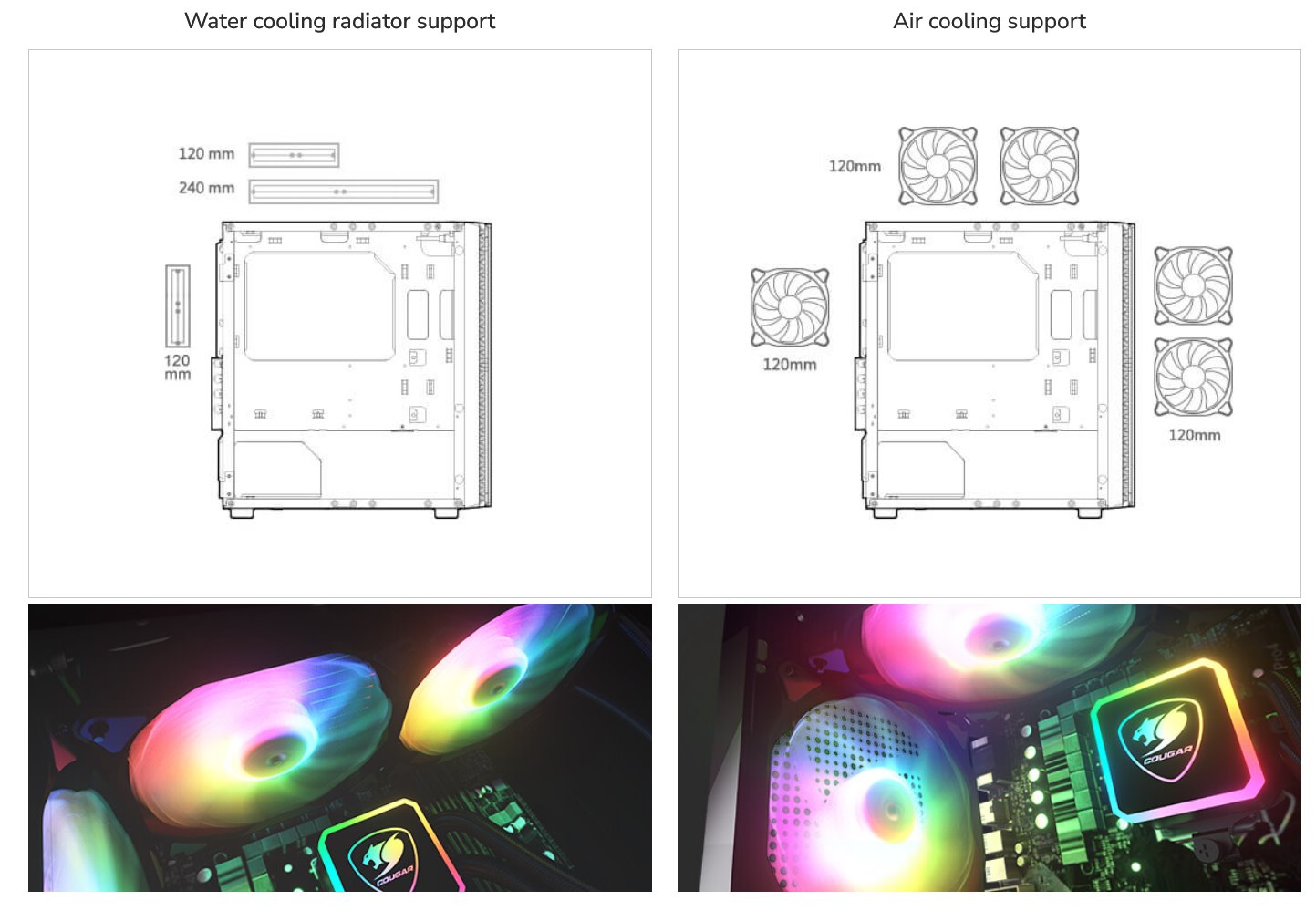 COUGAR PC skříň Purity RGB Black Mini Tower TG Front Panel ARGB strip / 1 x ARGB Fan / 3mm TG Left Panel