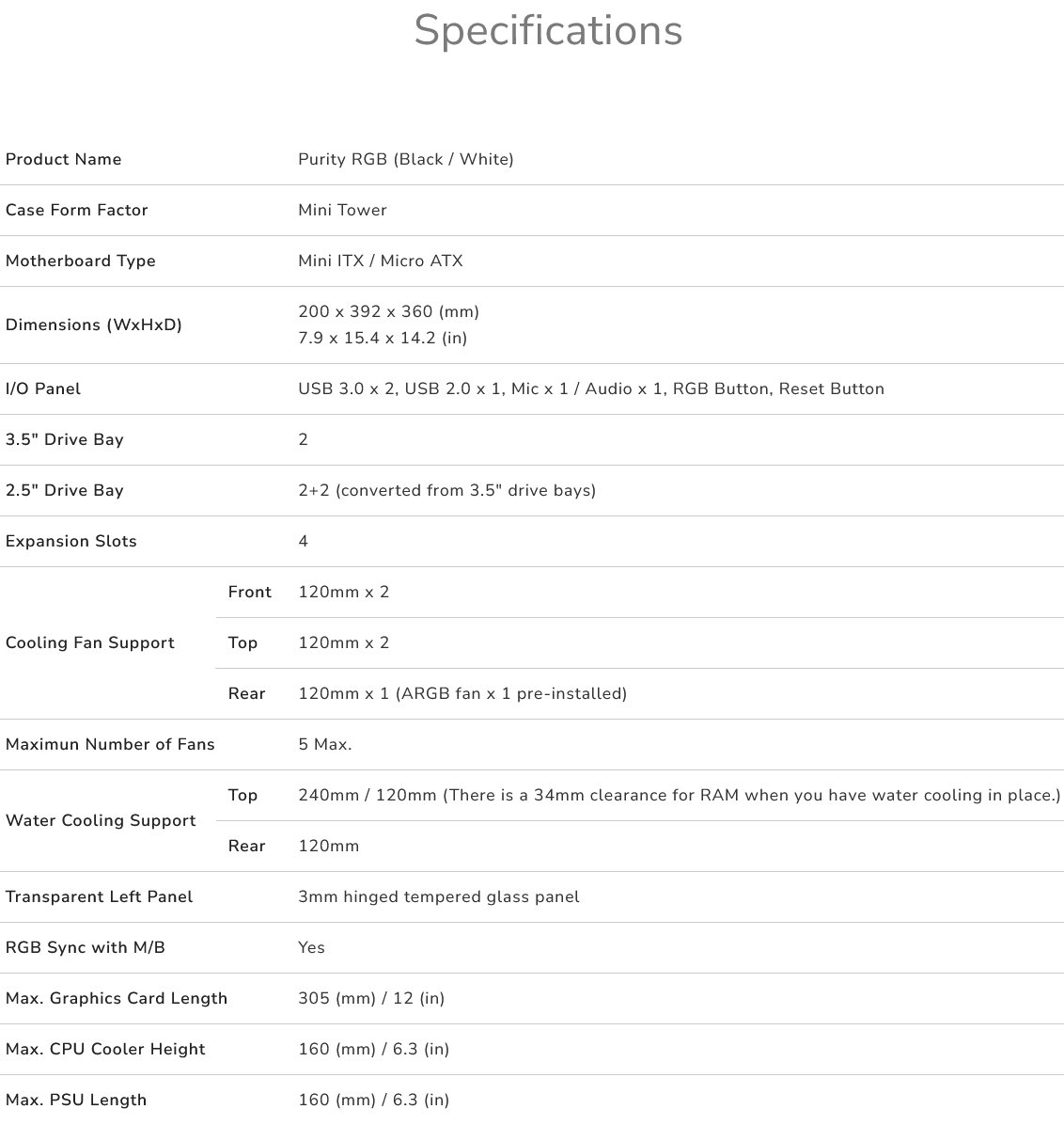 COUGAR PC skříň Purity RGB White Mini Tower TG Front Panel ARGB strip / 1 x ARGB Fan / 3mm TG Left Panel