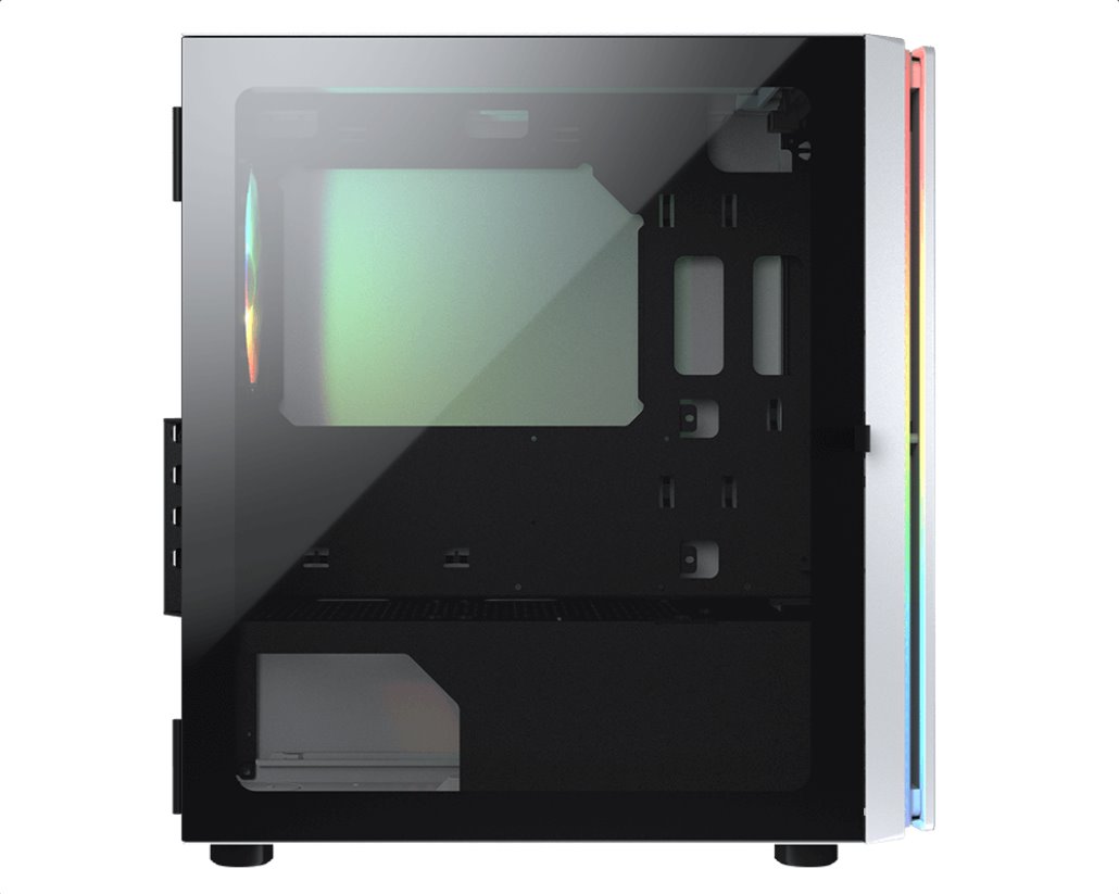 COUGAR PC skříň Purity RGB White Mini Tower TG Front Panel ARGB strip / 1 x ARGB Fan / 3mm TG Left Panel