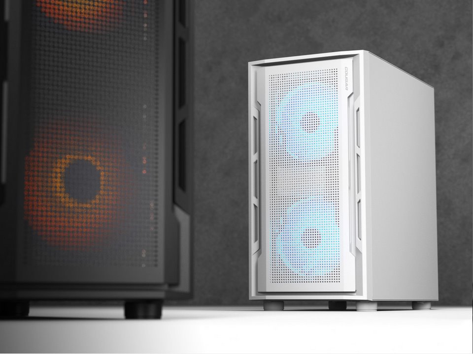 COUGAR PC skříň UNIFACE RGB White Mini Tower Mesh Front Panel 2x 140mm RGB Fan + 1x 120mm RGB Fan TG Left Panel