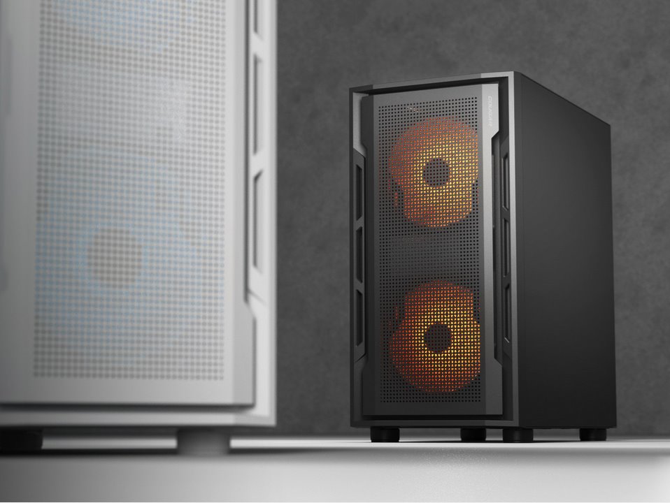 COUGAR PC skříň UNIFACE RGB White Mini Tower Mesh Front Panel 2x 140mm RGB Fan + 1x 120mm RGB Fan TG Left Panel