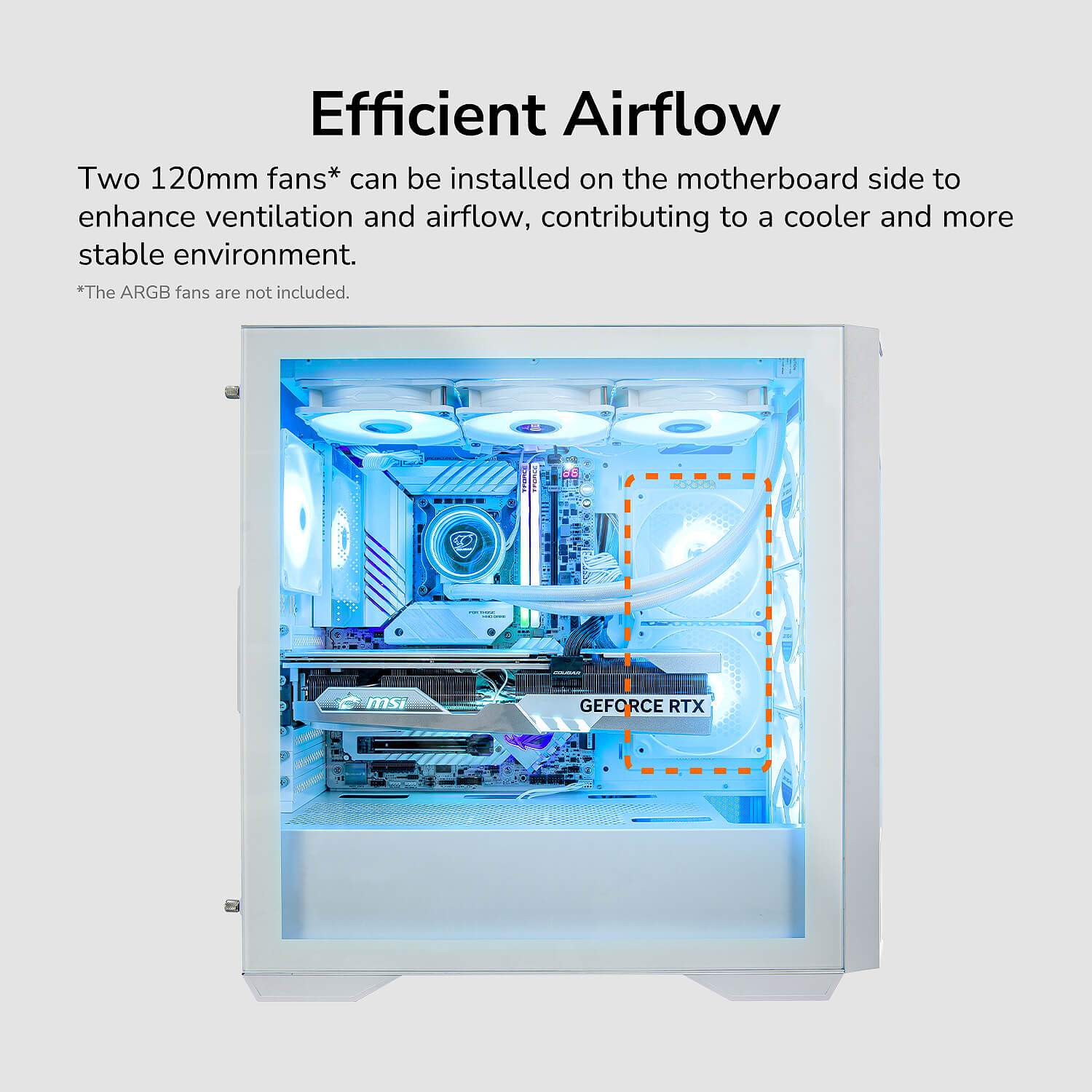 COUGAR PC skříň UNIFACE White Mid Tower Mesh Front Panel 2 x ARGB Fans TG Left Panel