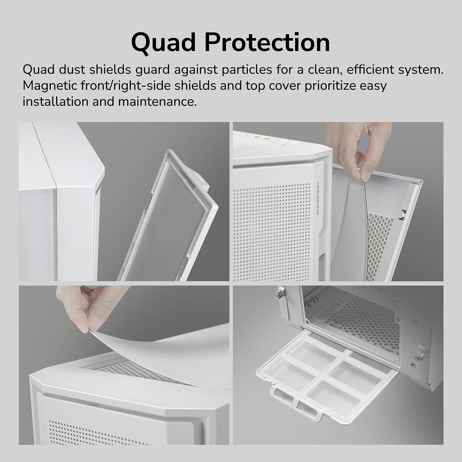COUGAR PC skříň UNIFACE White Mid Tower Mesh Front Panel 2 x ARGB Fans TG Left Panel