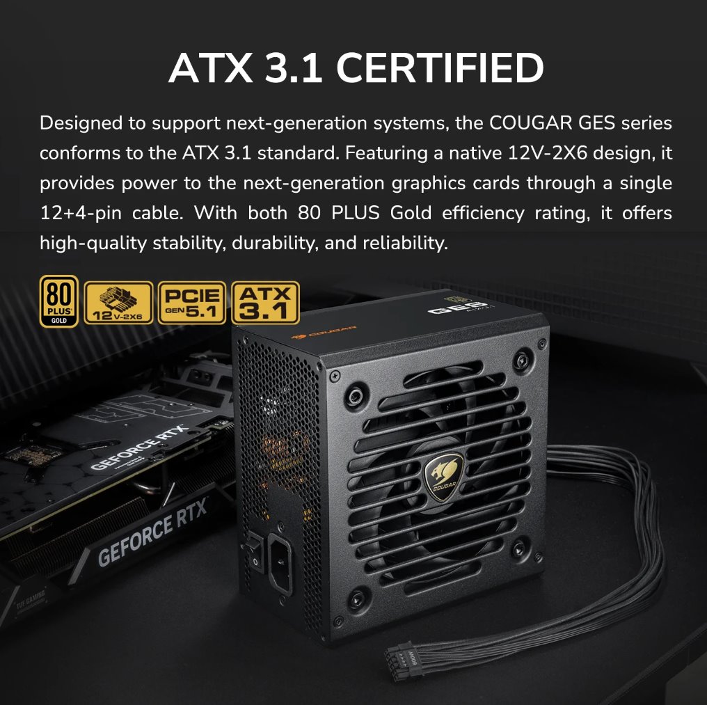 COUGAR PC zdroj GES 750W 80+ Gold