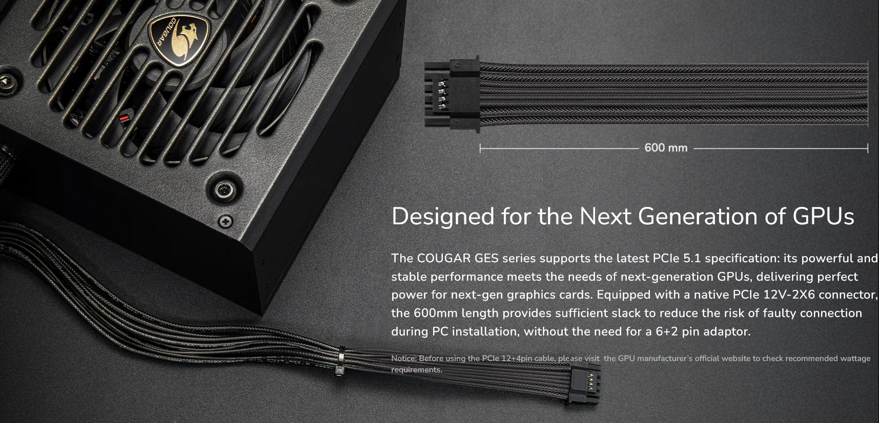 COUGAR PC zdroj GES 850W 80+ Gold ATX 3.1