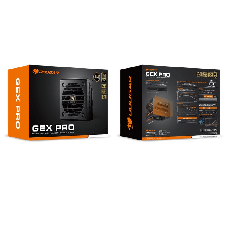COUGAR PC zdroj GEX PRO 750W 80+ Gold, Fully, ATX3.1, PCIE5.1, GeForce RTX 50 series ready