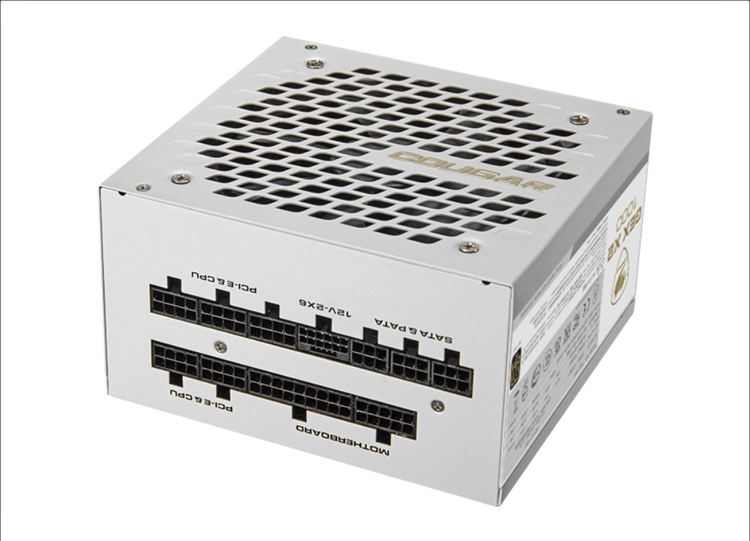 COUGAR PC zdroj GEX X2 1000W SNOW 80+ Gold, modulární (PCI-e 5.0 GPU 12+4 Pin)