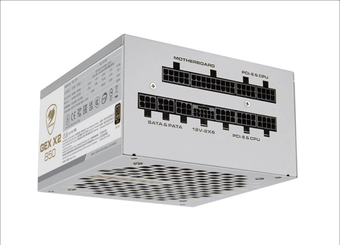 COUGAR PC zdroj GEX X2 1000W SNOW 80+ Gold, modulární (PCI-e 5.0 GPU 12+4 Pin)