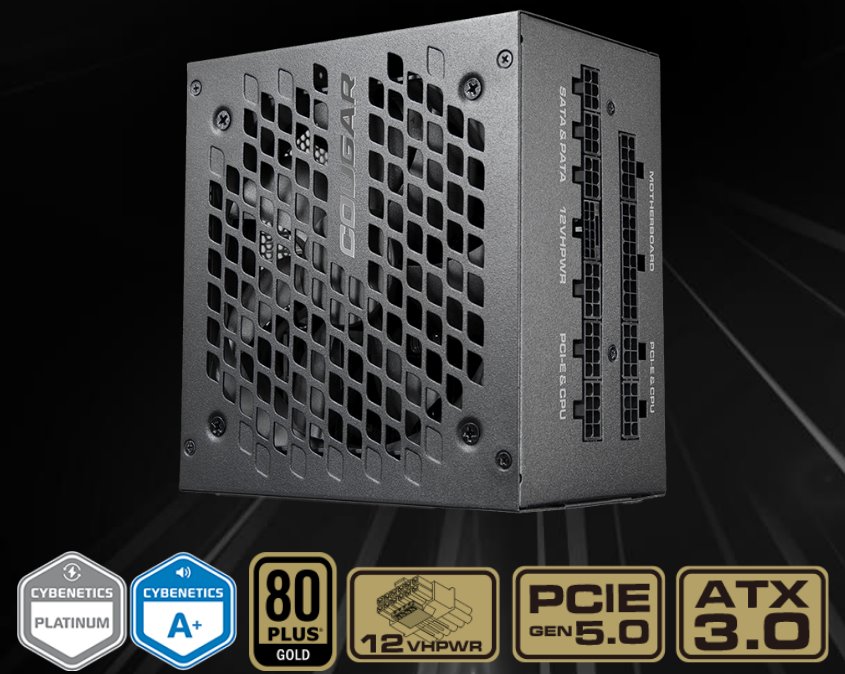 COUGAR PC zdroj GEX X2 850W 80+ Gold, Fully modular (PCI-e 5.0 GPU 12+4 Pin)