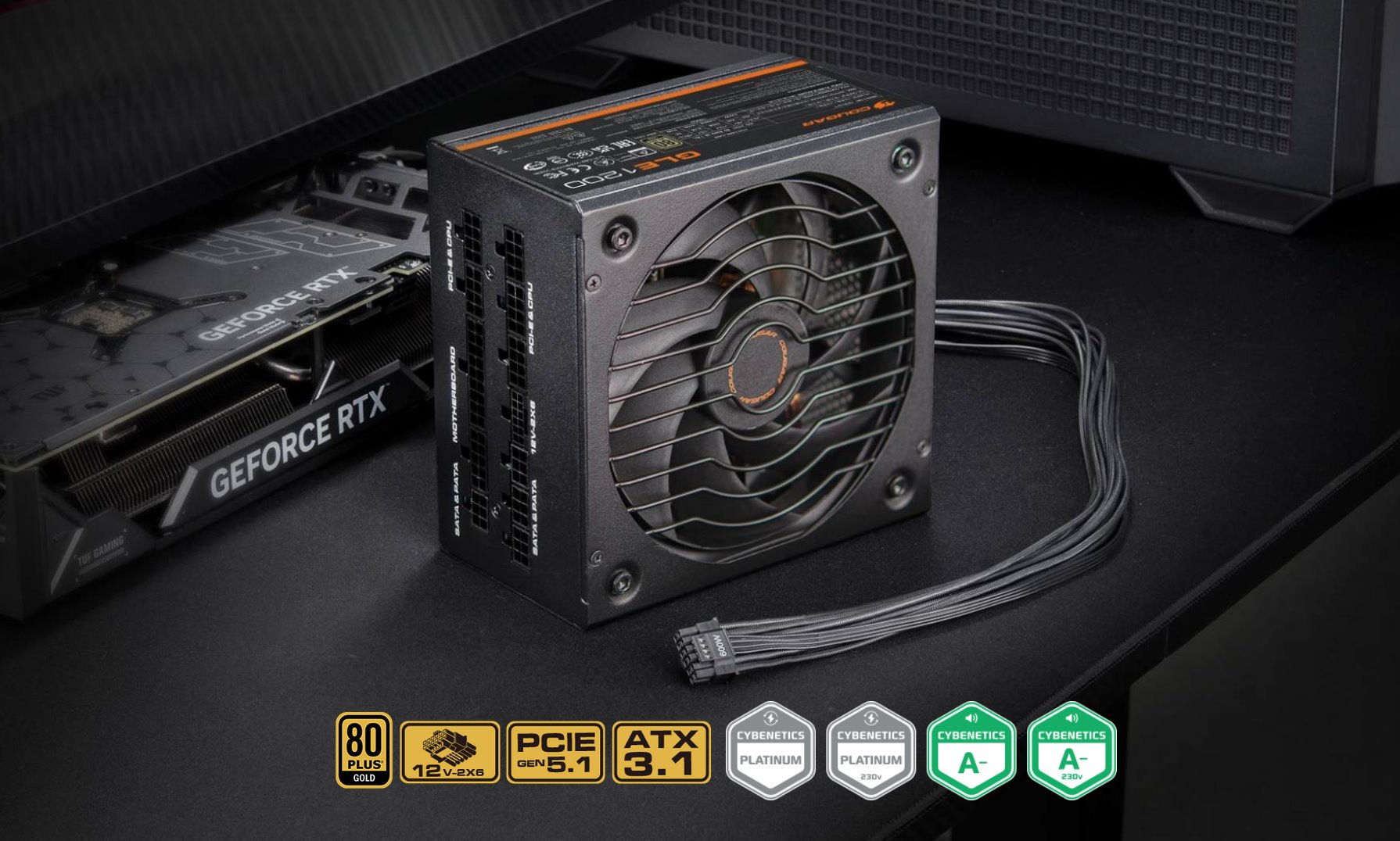 COUGAR PC zdroj GLE 1000W 80+ Gold, Fully modular