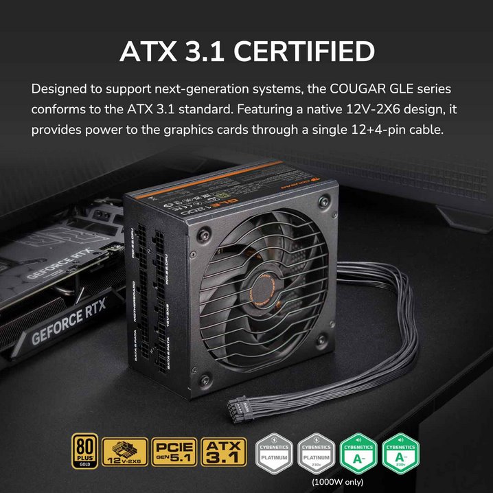 COUGAR PC zdroj GLE 1200W 80+ Gold, Fully modular