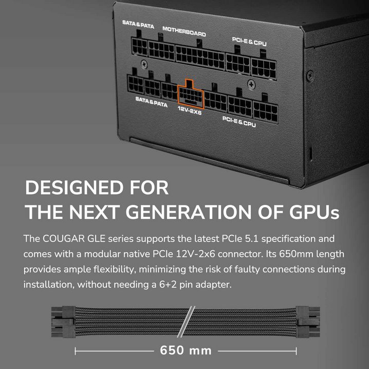 COUGAR PC zdroj GLE 1200W 80+ Gold, Fully modular
