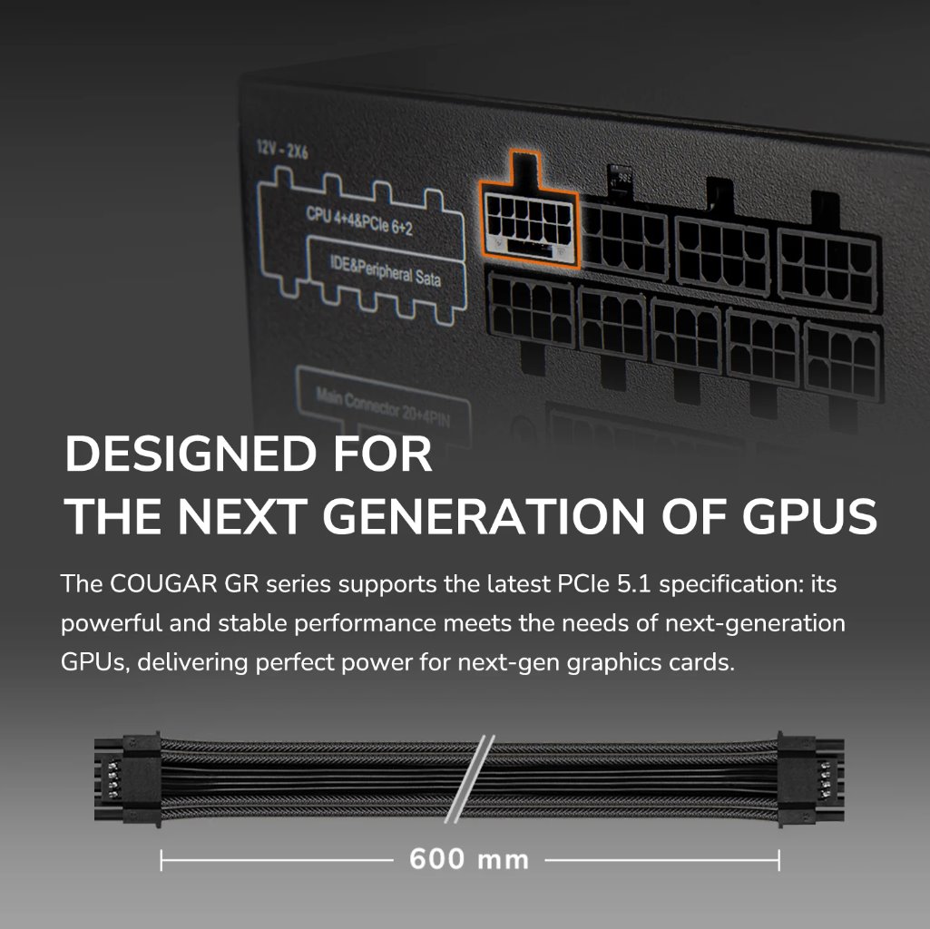 COUGAR PC zdroj GR 850W 80+ Gold, Fully modular