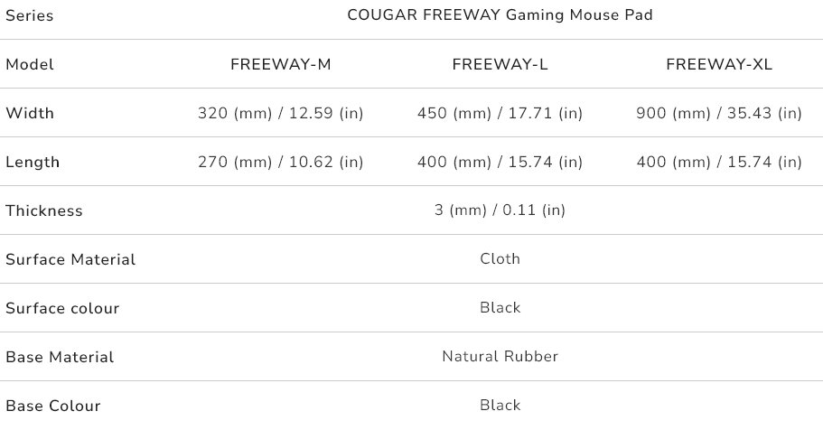 COUGAR podložka pod myš FREEWAY M 320 x 270 x 3mm