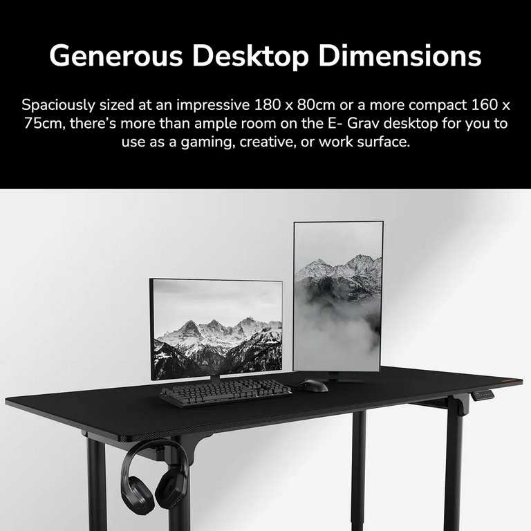 COUGAR stůl E-GRAV 180 elictric 1800 x 800 x 15 mm, 730~1180mm Silent Dual Motor Drive