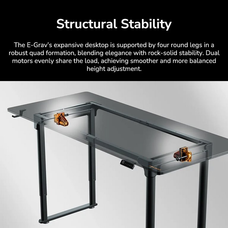 COUGAR stůl E-GRAV 180 elictric 1800 x 800 x 15 mm, 730~1180mm Silent Dual Motor Drive