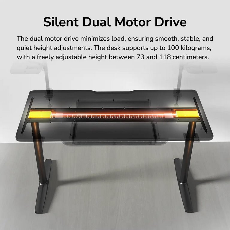 COUGAR stůl E-ODYSSEY 150 elictric 1500 x 700 x 25 mm, 730~1180mm Silent Dual Motor Drive