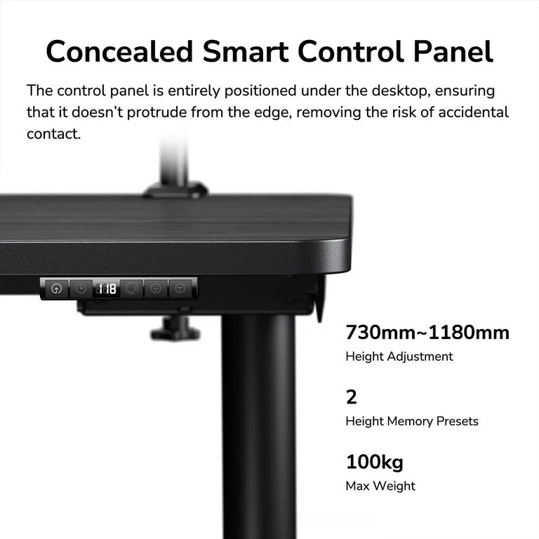 COUGAR stůl E-ODYSSEY 150 elictric 1500 x 700 x 25 mm, 730~1180mm Silent Dual Motor Drive