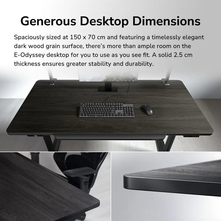 COUGAR stůl E-ODYSSEY 150 elictric 1500 x 700 x 25 mm, 730~1180mm Silent Dual Motor Drive
