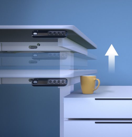 COUGAR stůl ROYAL 150 ELITE elictric 1500 x 800 x 725-1225mm 2x USB 3.0 & 2x USB-C white