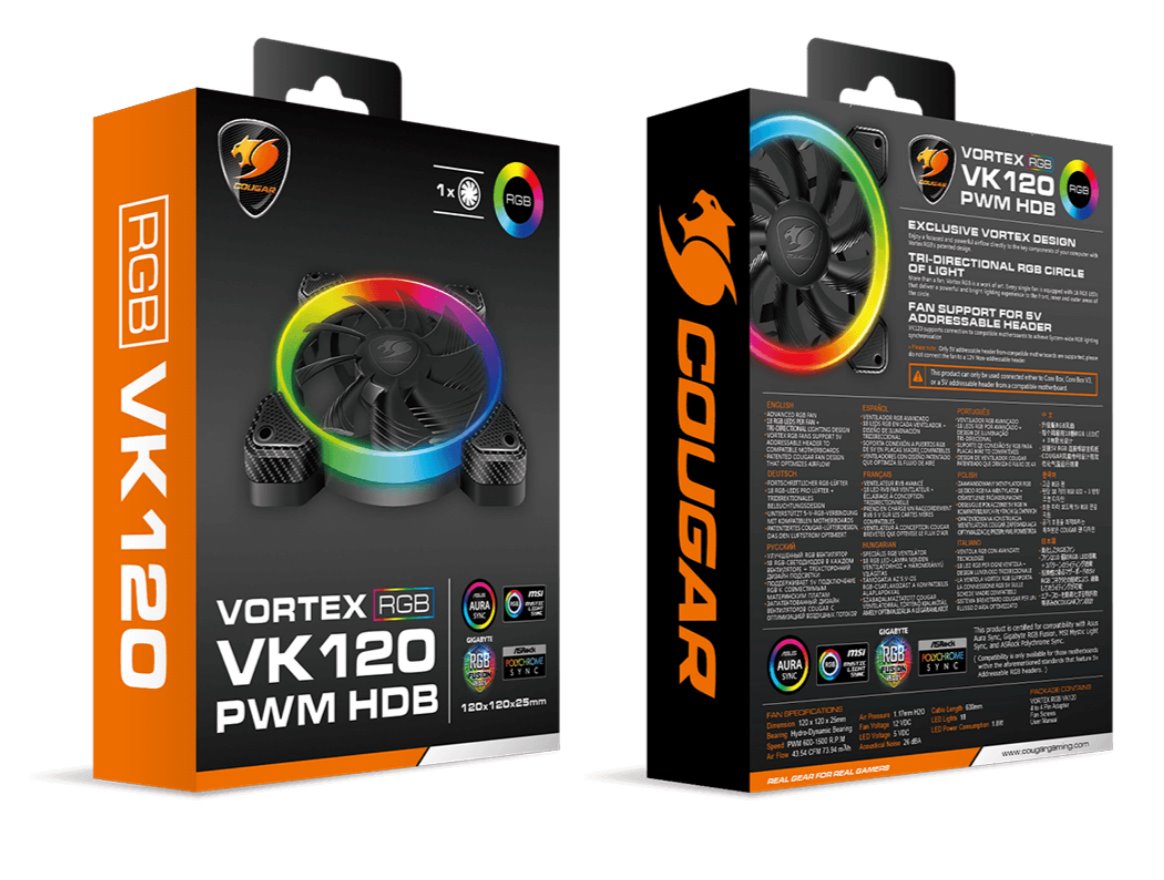 COUGAR ventilátor VORTEX VK 120 ARGB 120mm hydro dynamic bearings, lightning & power management