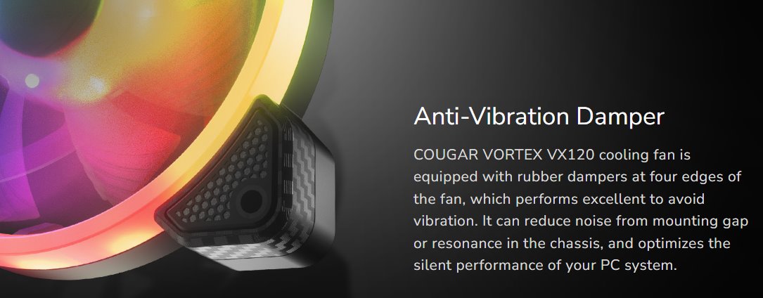 COUGAR ventilátor VORTEX VX 120 ARGB 120mm hydro dynamic bearings, lightning & power management