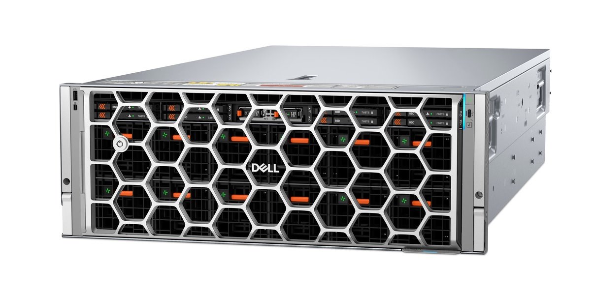 DELL PowerEdge XE7745 2x9355, 24x64GB, 4x3.2TB NVMe + 1x960GB M.2, iDRAC 10 Dat., 8x3200W, 4U, Rack, 3Y PS NBD