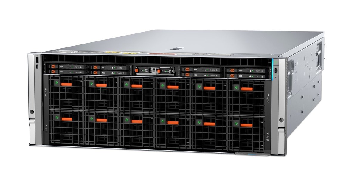 DELL PowerEdge XE7745 2x9355, 24x64GB, 4x3.2TB NVMe + 1x960GB M.2, iDRAC 10 Dat., 8x3200W, 4U, Rack, 3Y PS NBD
