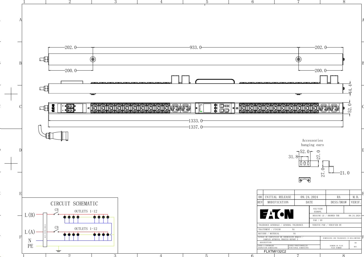 EATON FlexPDU G2: Měřený vstup 0U, In: IEC 60309 32A 1P - Out: 20xC13:4xC19