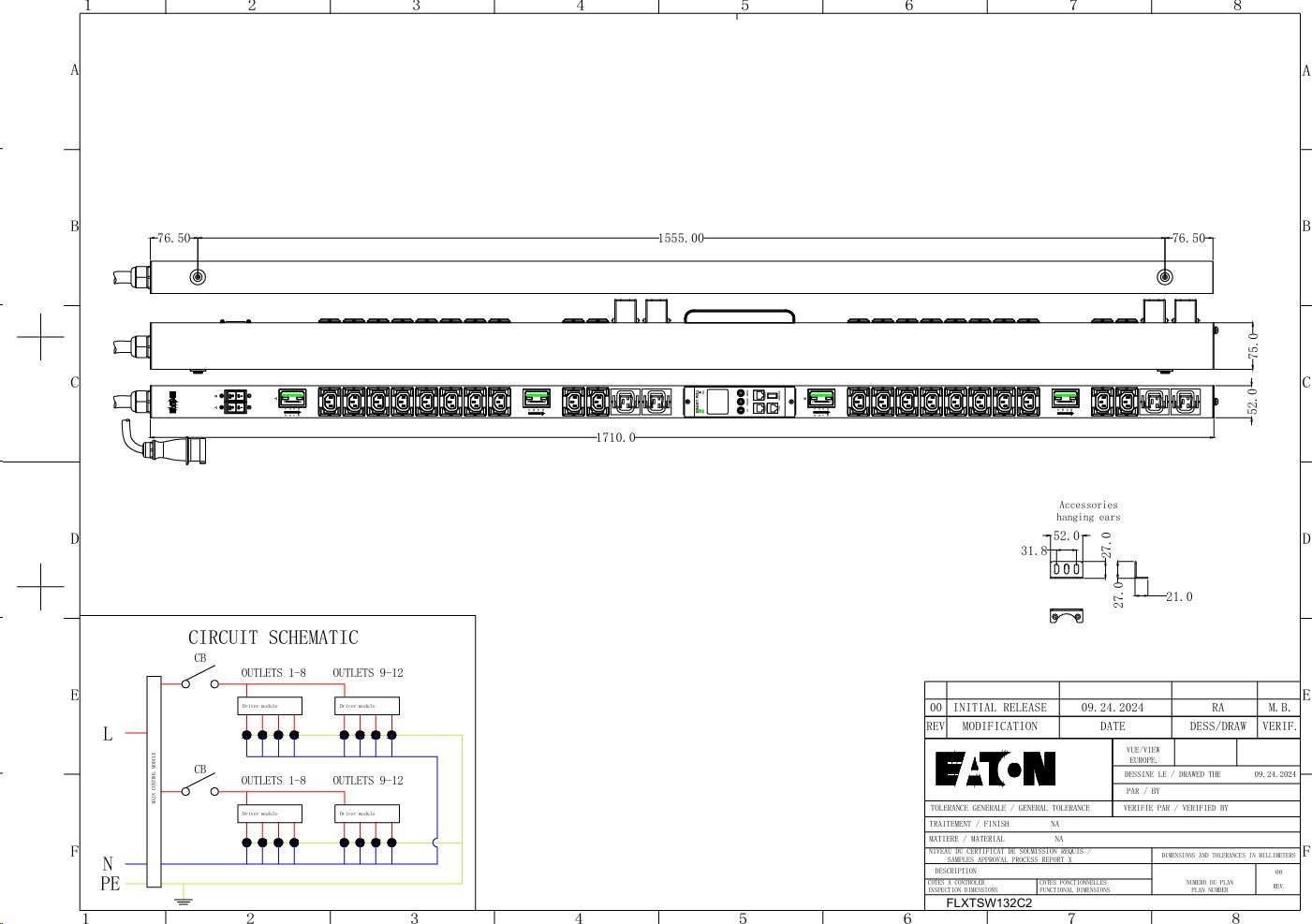 EATON FlexPDU G2: Spínané 0U, In: IEC 60309 32A 1P - Out: 20xC13:4xC19