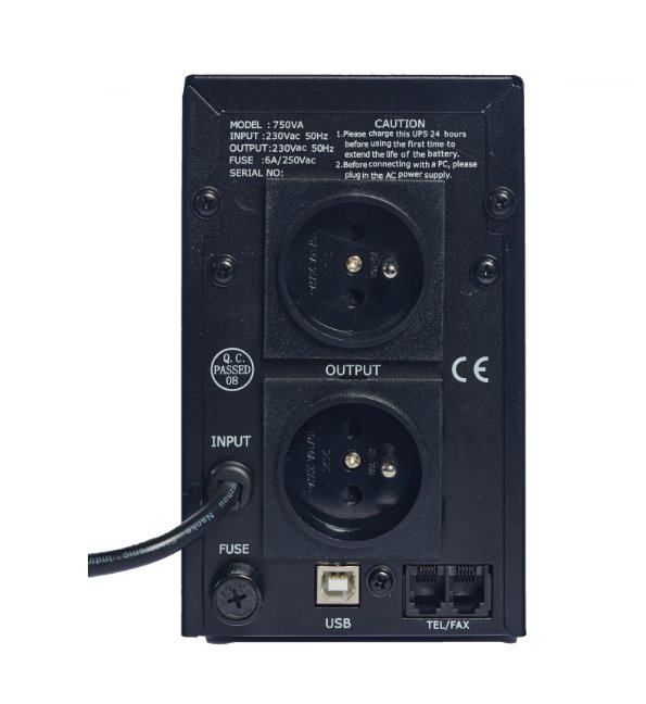 Eurocase záložní zdroj UPS Line Interactive (EA200LED), 750VA/420W, USB - černá