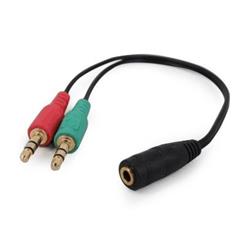 Gembird audio adaptér 3.5 mm 4-pin (F) na 2 x 3.5 mm stereo jack (M), kabel 0.2m