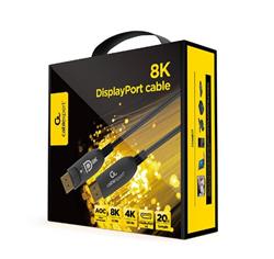 Gembird kábel DisplayPort (M - M), 8K, aktívny, optický (AOC), s Ethernetom, prémiový, 20 m, čierny