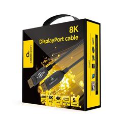 Gembird kábel DisplayPort (M - M), 8K, aktívny, optický (AOC), s Ethernetom, prémiový, 5 m, čierny