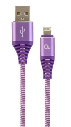 Gembird kábel nabíjací Lightning 8-pin (M) na USB 2.0 (M), prémiový, opletený, 2 m, fialový