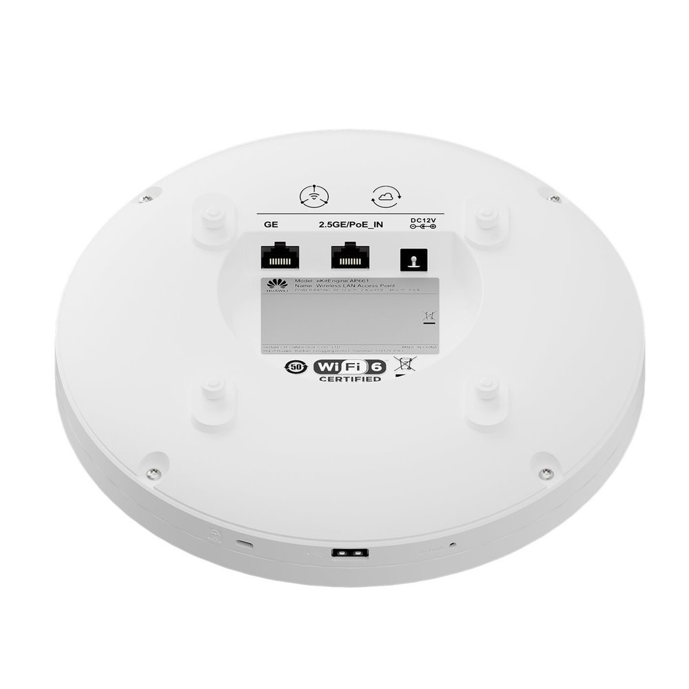 Huawei eKit AP661 Tri-Band AP Wi-Fi 6 AX6600, 2x2 + 2x2 + 4x4 MIMO, 1x2.5GE + 1xGE, smart antény, USB, BLE, 802.3at PoE+