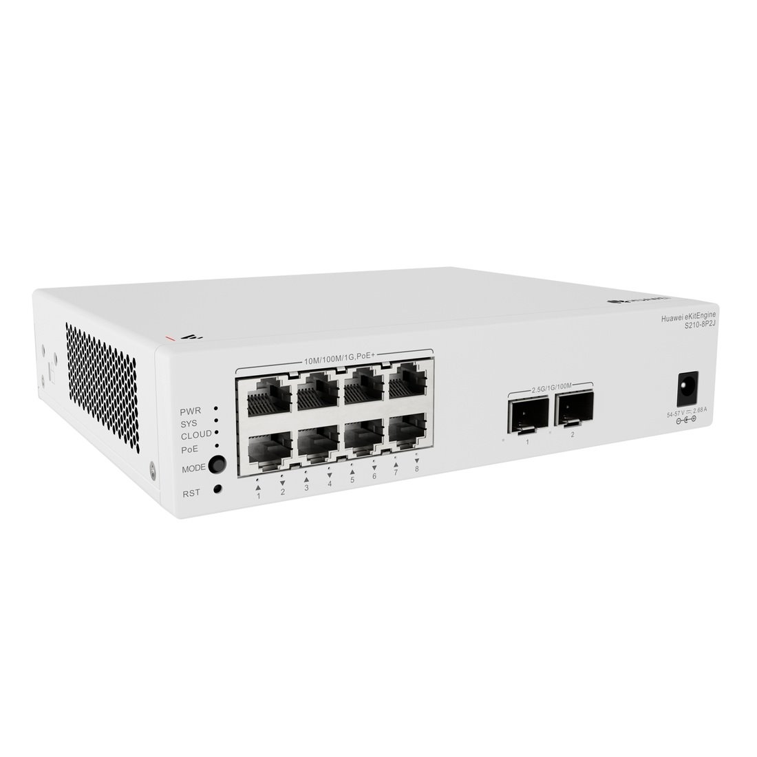 Huawei S210-8P2J Switch 8G PoE+, 2x 2.5G SFP, 128W PoE, L2 Managed, Fanless, Desktop