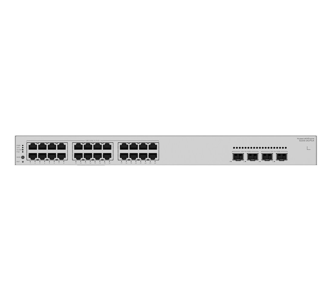 Huawei S220S-24LP4JX Switch 24G PoE+, 2x 2.5G SFP, 2SFP+, 195W PoE, L2 Managed, Rack