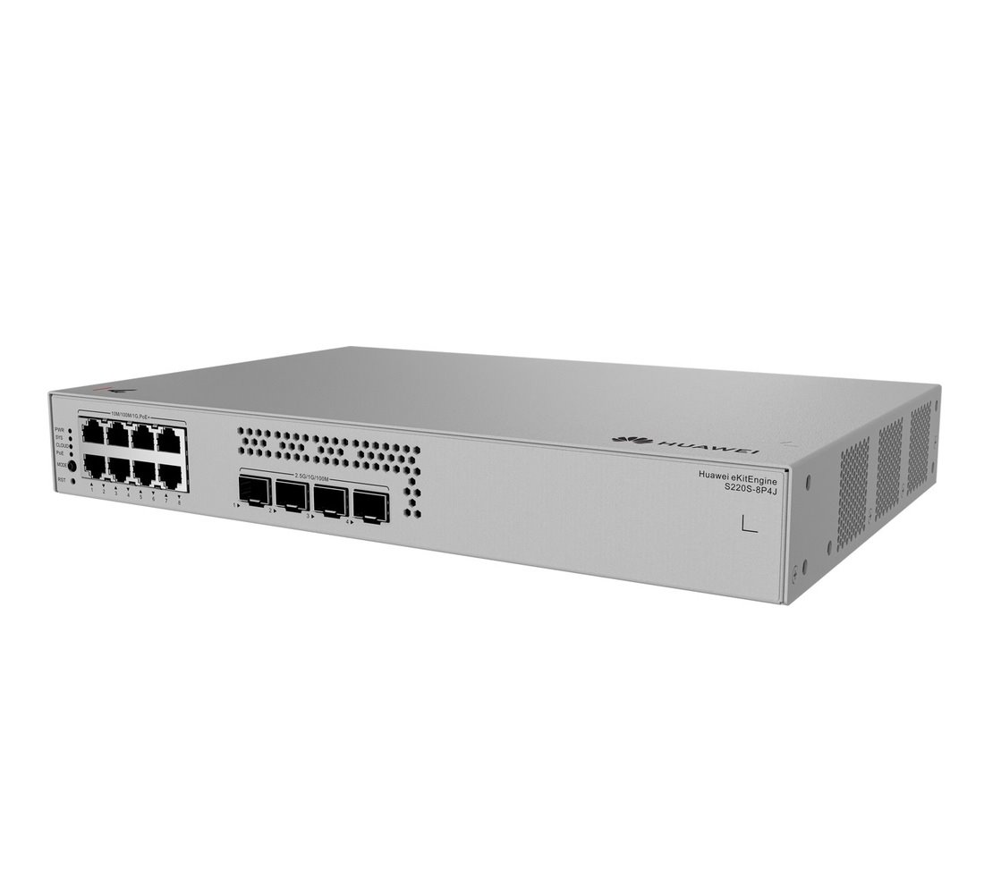 Huawei S220S-8P4J Switch 8G PoE+, 4x 2.5G SFP, 128W PoE, L2 Managed, Fanless, Desktop