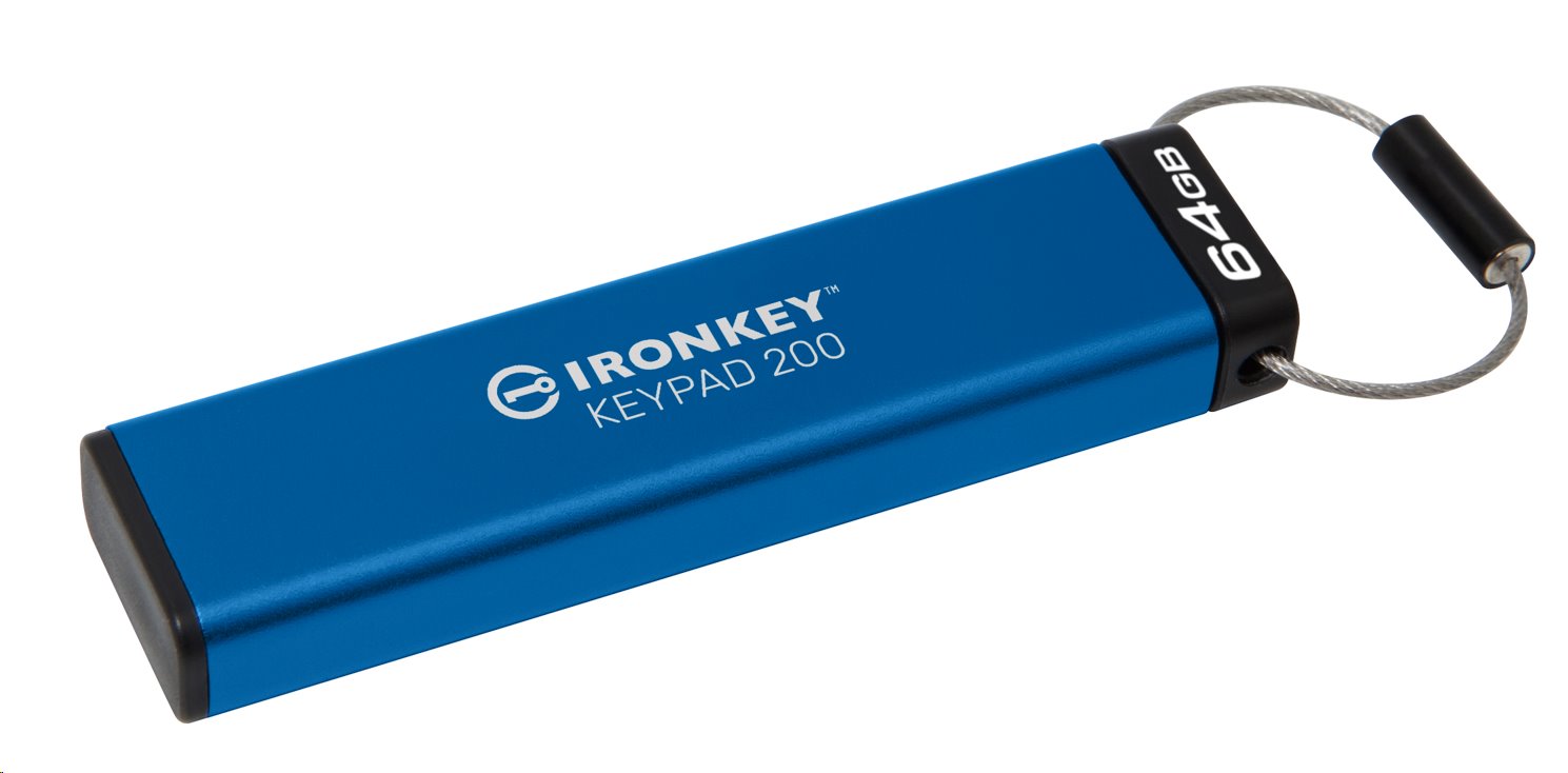 Kingston flash disk 64GB IronKey Keypad 200, FIPS 140-3 Lvl 3 (Pending) AES-256 Encrypted