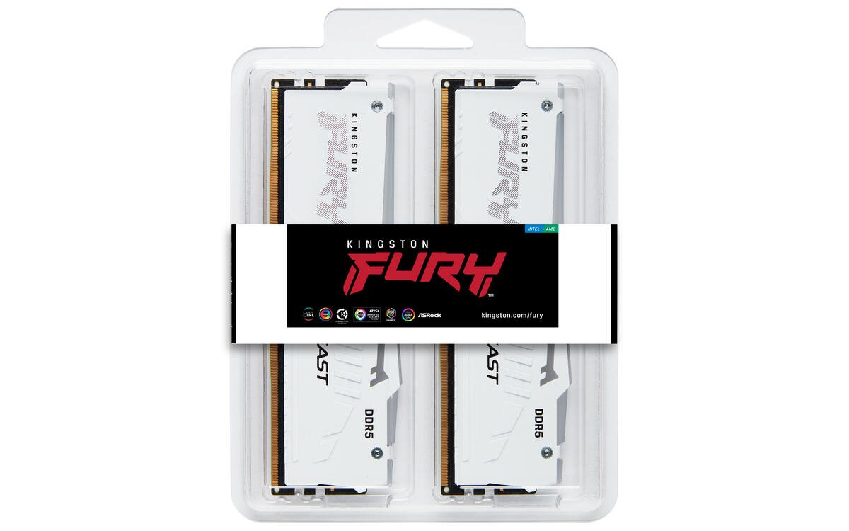 Kingston FURY Beast DDR5 32GB (Kit 2x16GB) 6800MT/s DIMM CL34 RGB EXPO White
